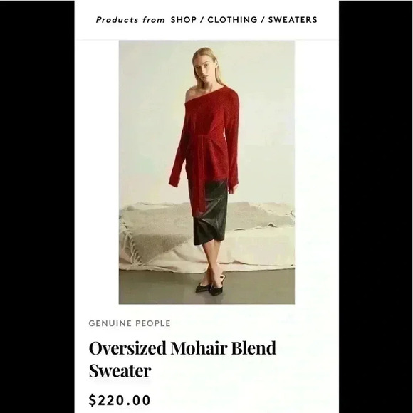 Genuine People *NWOT* Sexy off the shoulder, tie mohair sweater, size small - Picture 2 of 8